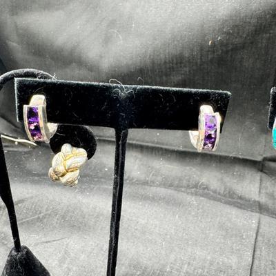 Sale Photo Thumbnail #161: Real stone cuff bracelets are not marked and do not test as Sterling. Pierced earrings many with latch back. Many marked 925 Silver. I have tried to show all markings.