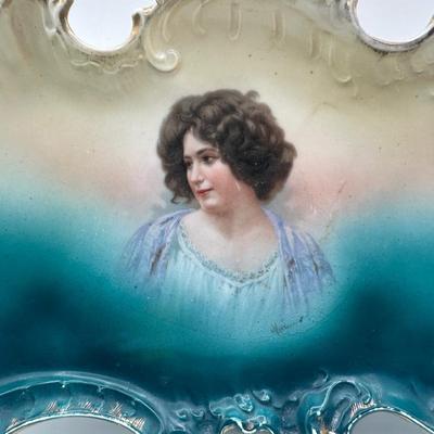 Antique Victoria Austria Hand-Painted Porcelain Portrait Tray