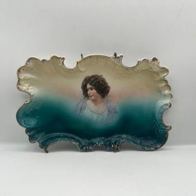 Antique Victoria Austria Hand-Painted Porcelain Portrait Tray