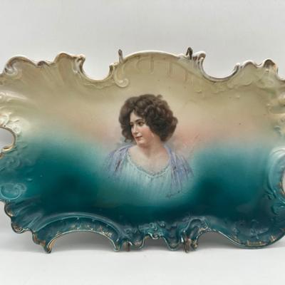 Antique Victoria Austria Hand-Painted Porcelain Portrait Tray