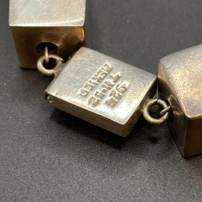 Mexico stamped sterling and black bead necklace