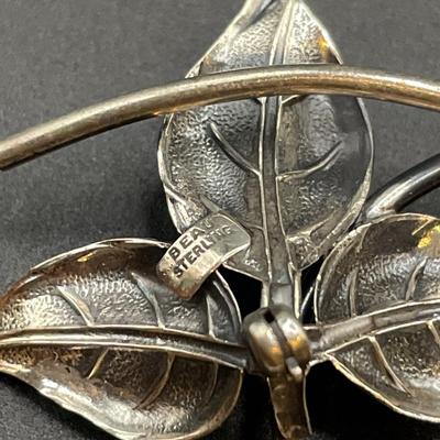 Beau Sterling brooch with 925 Mexico clip on earrings