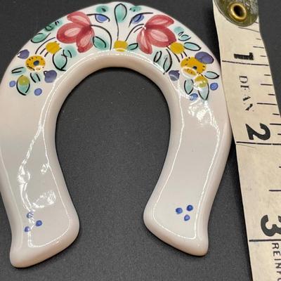 Czech hand painted ceramic horseshoe