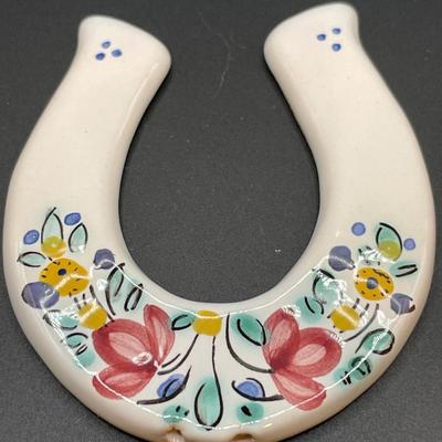 Czech hand painted ceramic horseshoe