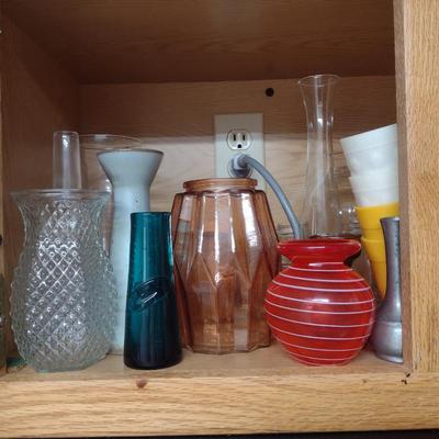 Collection of Vases- Art Glass, Pottery, Crystal, etc.