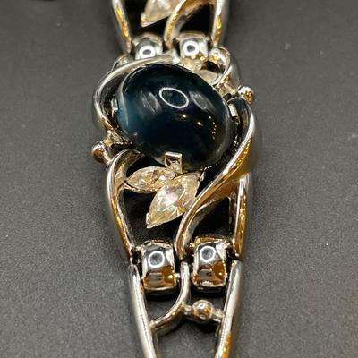 Blue stone and silver tone Trifari necklace and bracelet