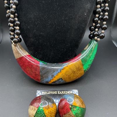 Phillippine necklace and post earrings