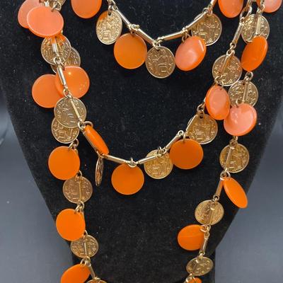 Peach and gold tone set