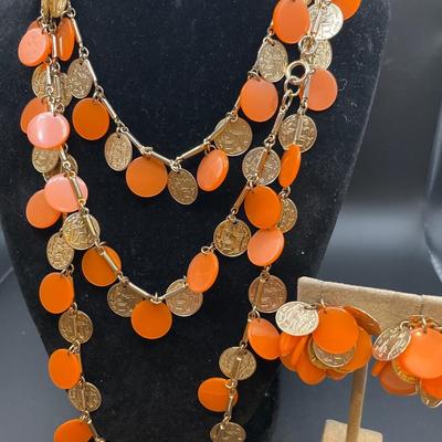 Peach and gold tone set