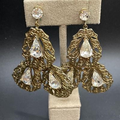 Vintage cameo and large clip on earrings