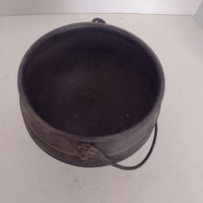 Small Cast Iron Tri-Footed Cauldron with Handle- Approx 6 1/2" in Diameter