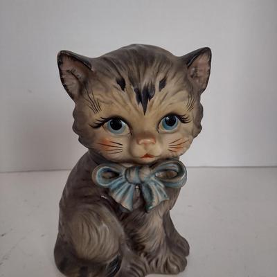 Vintage Lefton China Ceramic Kitten Coin Bank
