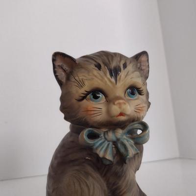 Vintage Lefton China Ceramic Kitten Coin Bank