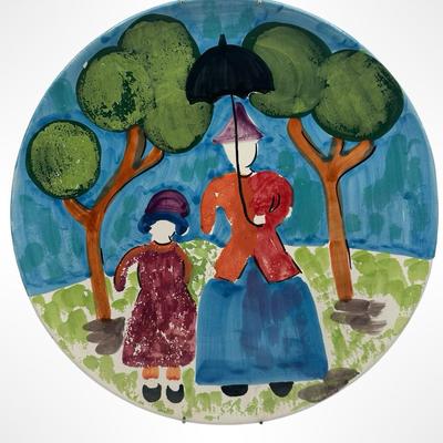 Sara Italian Pottery Hand Painted Wall Hanging Plate