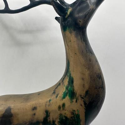 Pair of Large Cast Metal Reindeer Candleholders – 18” Tall