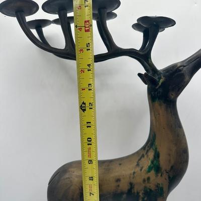 Pair of Large Cast Metal Reindeer Candleholders – 18” Tall