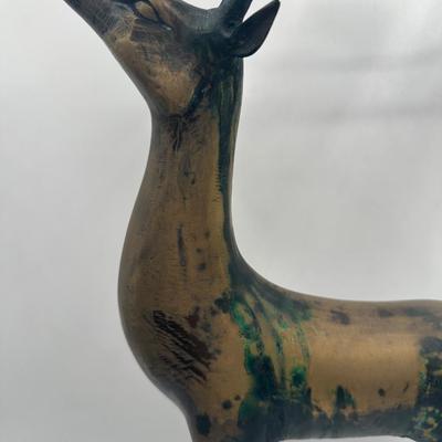 Pair of Large Cast Metal Reindeer Candleholders – 18” Tall