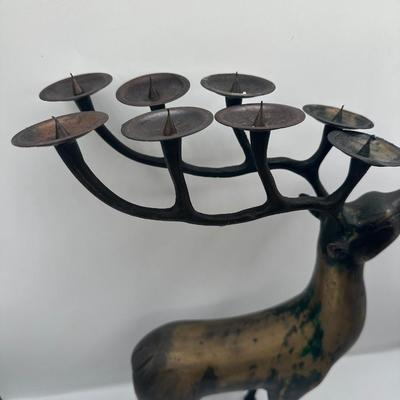 Pair of Large Cast Metal Reindeer Candleholders – 18” Tall