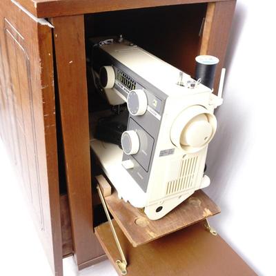 Vintage Mid-Century Drop Leaf Sewing Table w/ Janome Sewing Machine & Notions – Drawers Full