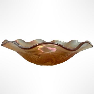 Antique Carnival Glass Ruffled Bowl