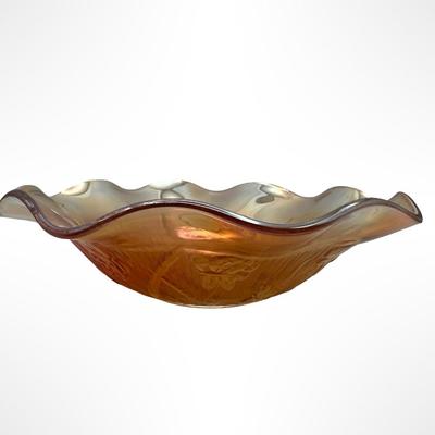 Antique Carnival Glass Ruffled Bowl