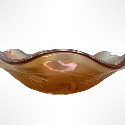Antique Carnival Glass Ruffled Bowl