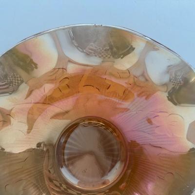 Antique Carnival Glass Ruffled Bowl