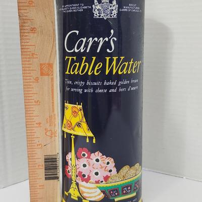 Carr’s Table Water Biscuits Tall Cylindrical Tin Queen Elizabeth The Queen Mother Crest