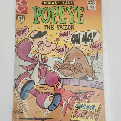 Vintage Popeye the Sailor Comic Book Charlton Comics No. 109 August 15¢ Ole Ole Oh No Adios Popeye