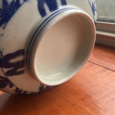 Chinese Blue & White Porcelain Bowl – Fisherman & Deer Landscape – 8.5" Excellent Condition