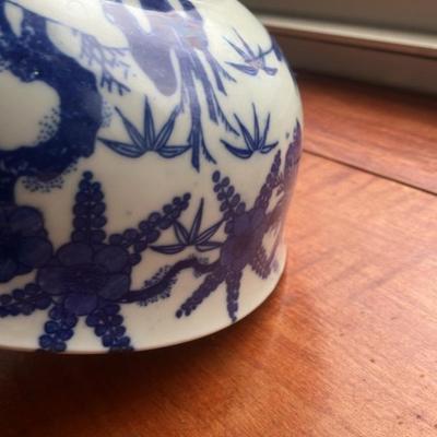 Chinese Blue & White Porcelain Bowl – Fisherman & Deer Landscape – 8.5" Excellent Condition