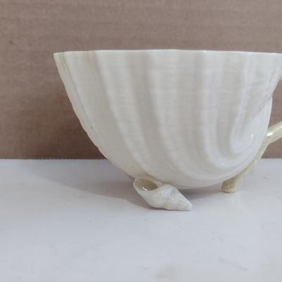 Beleek Irish Pottery Seashell Design Cup and Saucer