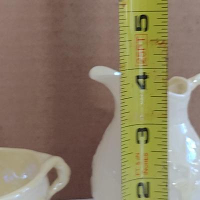 Beleek Irish Pottery Ivy Design Cream Pitcher and Sugar Bowl