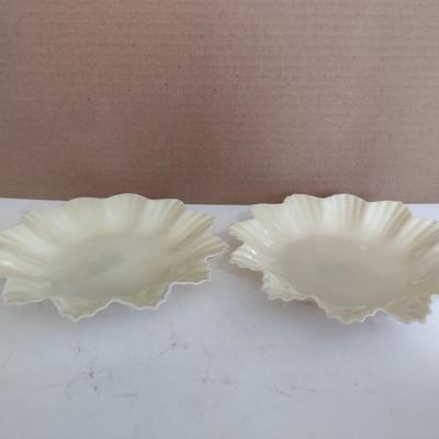 Beleek Irish Pottery Leaf Plate- Set of Two