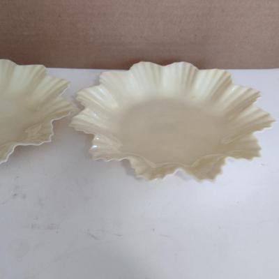 Beleek Irish Pottery Leaf Plate- Set of Two