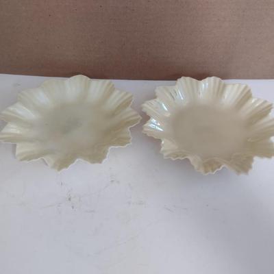 Beleek Irish Pottery Leaf Plate- Set of Two