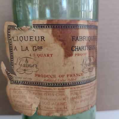 Pair of Vintage L. Garnier Chartreuse Liqueur Bottles- Marked 1-7-69
