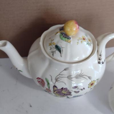 Spode Copeland Teapot, Cream Pitcher, and Covered Sugar Bowl