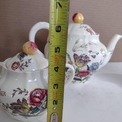 Spode Copeland Teapot, Cream Pitcher, and Covered Sugar Bowl
