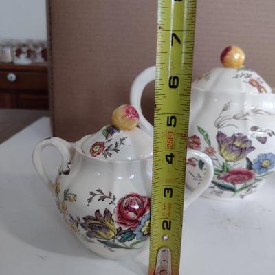 Spode Copeland Teapot, Cream Pitcher, and Covered Sugar Bowl