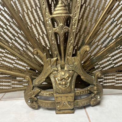 Vintage Brass Fireplace Fan Screen