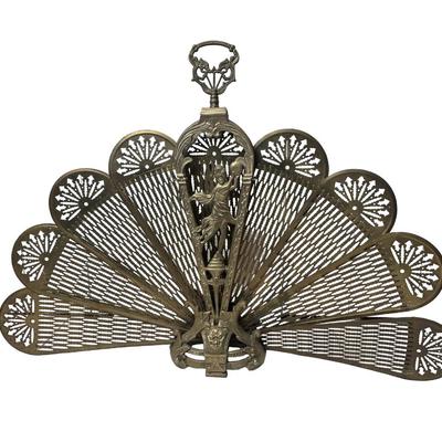 Vintage Brass Fireplace Fan Screen
