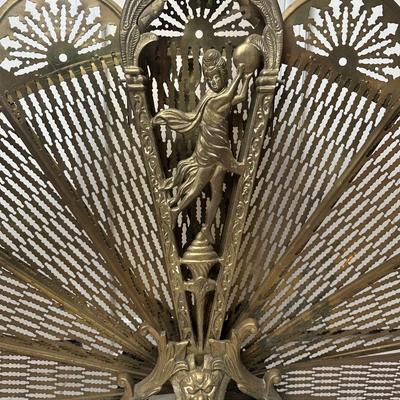 Vintage Brass Fireplace Fan Screen