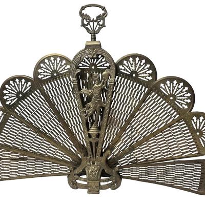 Vintage Brass Fireplace Fan Screen