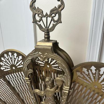 Vintage Brass Fireplace Fan Screen