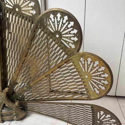 Vintage Brass Fireplace Fan Screen