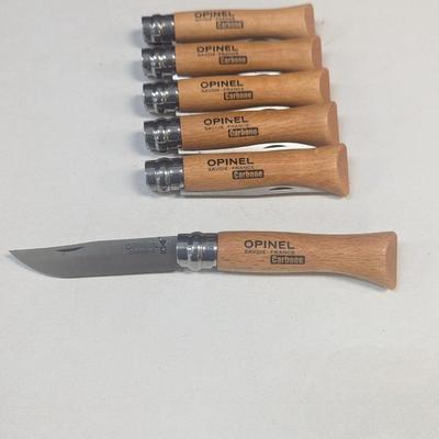 No. 06 Opinel Marque Deposee Folding Knives With Beechwood Handles- Six Pieces (#1)