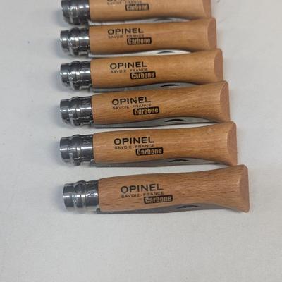 No. 06 Opinel Marque Deposee Folding Knives With Beechwood Handles- Six Pieces (#1)