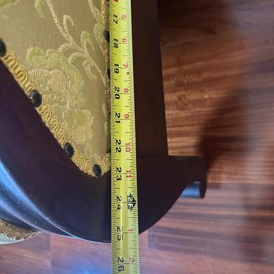 Vintage Tufted Settee / Loveseat with Carved Wood Arms