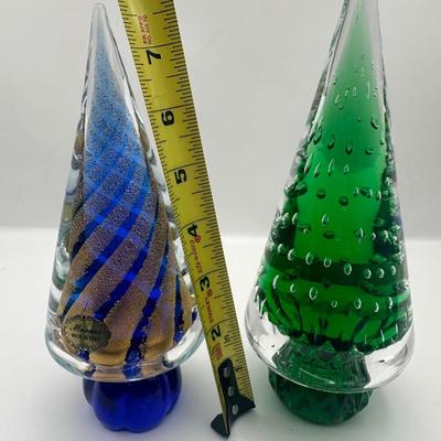 Pair of Art Glass Christmas Trees — Murano ‘Made in Italy’